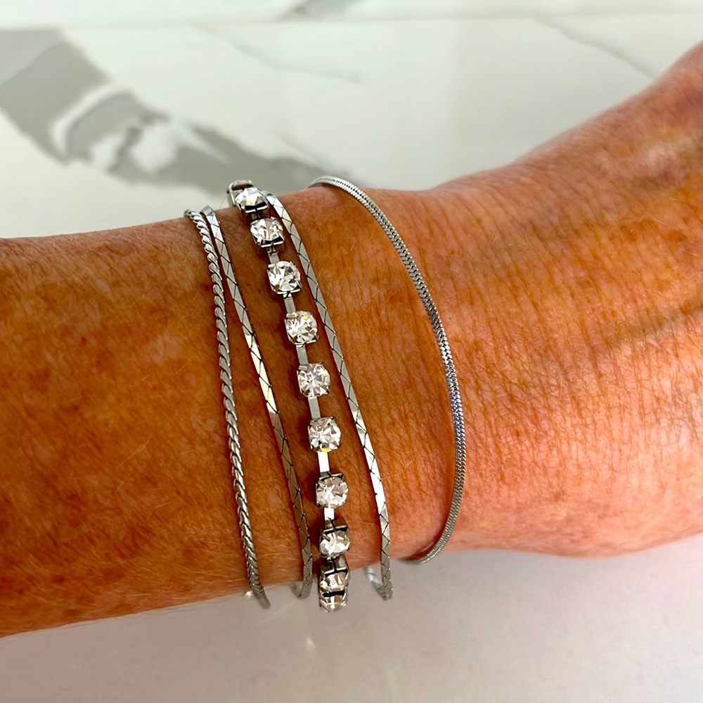 Silver and Rhinestone Multi-strand Bracelet